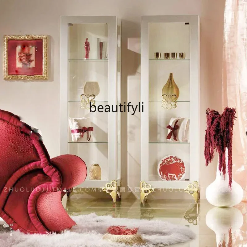 

zq1Solid wood TV cabinet, household, stainless steel foot cabinet, bedroom white paint low cabinet
