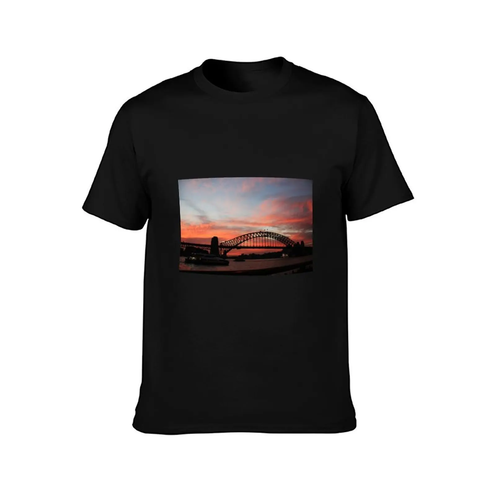 Sydney Harbour Bridge at sunset, Sydney NSW T-Shirt Gym Wear Breathable Short Sleeve Tee T-Shirt