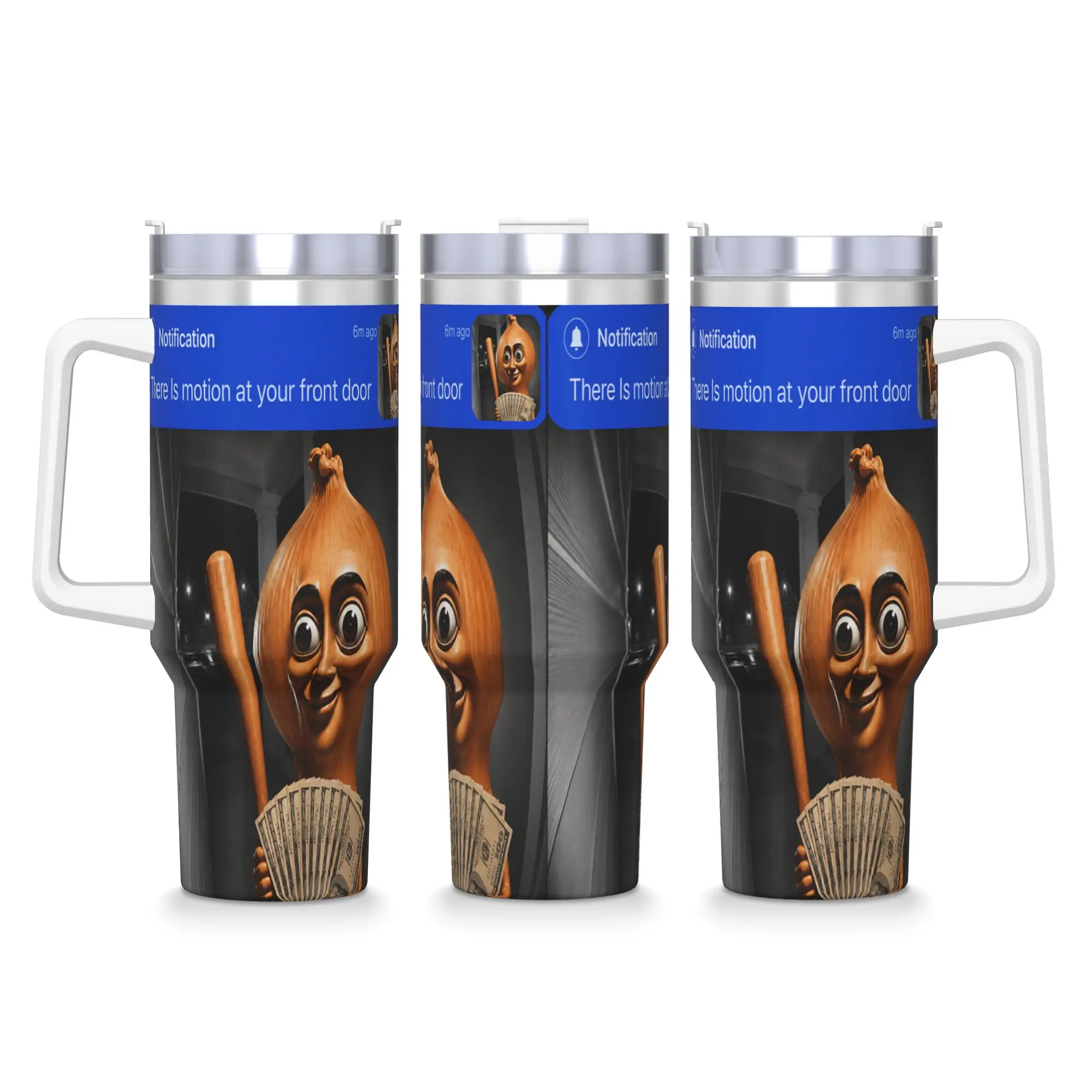 There is Motion at Your Front Door Onion Tung Sahur Stainless Steel Tumbler  Camping Mugs Cup Large Capacity Thermal Mug