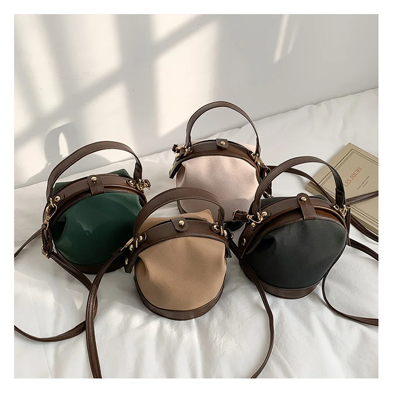 Casual PU Leather Women Bag Crossbody Bucket Bag Cute Girls Small Tote Bags Summer Female Shoulder Bag Handbags and Purses