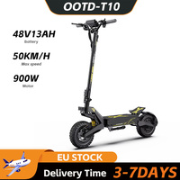 OOTD T10 Electric Scooter 900W Peak Power 48V13AH Battery LED Display 11-inch Tire Portable City Off-Road Adult E-Scooter