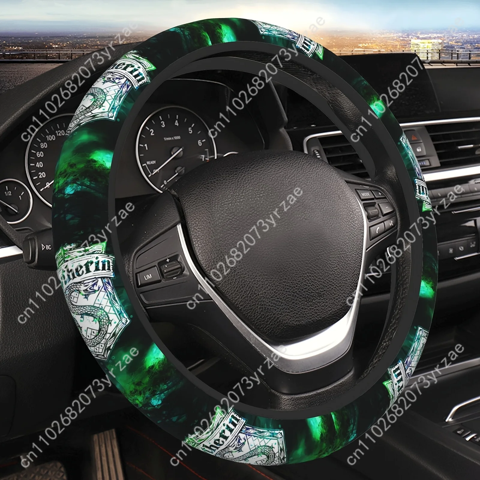 

Magic Academy Serpentine Emblem Pattern Neoprene Steering Wheel Cover, 15-inch, Thickened, Universal Fit for Sedans & SUVs, Car