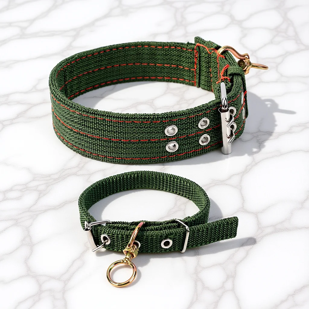 

2pcs Sheep Collars Green Canvas Adjustable For Livestock Safety Outdoor Rotating Ring Durable Animal Husbandry Supplies