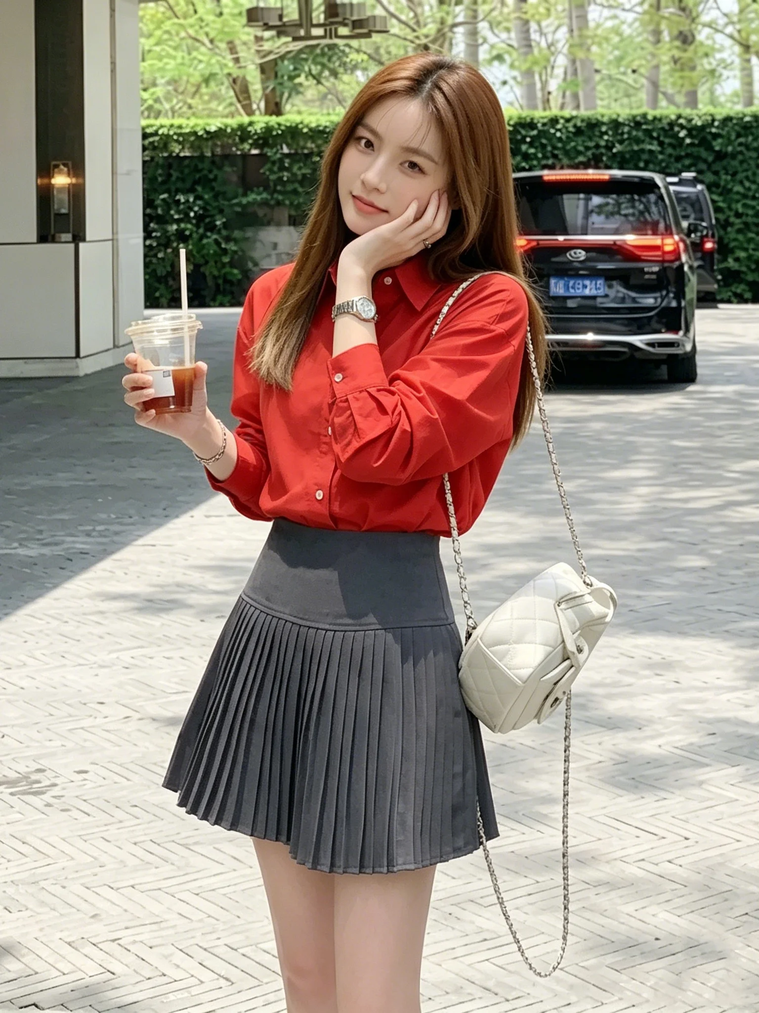 

Retro Linen Red Shirt Women's Spring Summer High Sensation Loose Layered Early Autumn Long Sleeve Sun Protection Outerwear Top