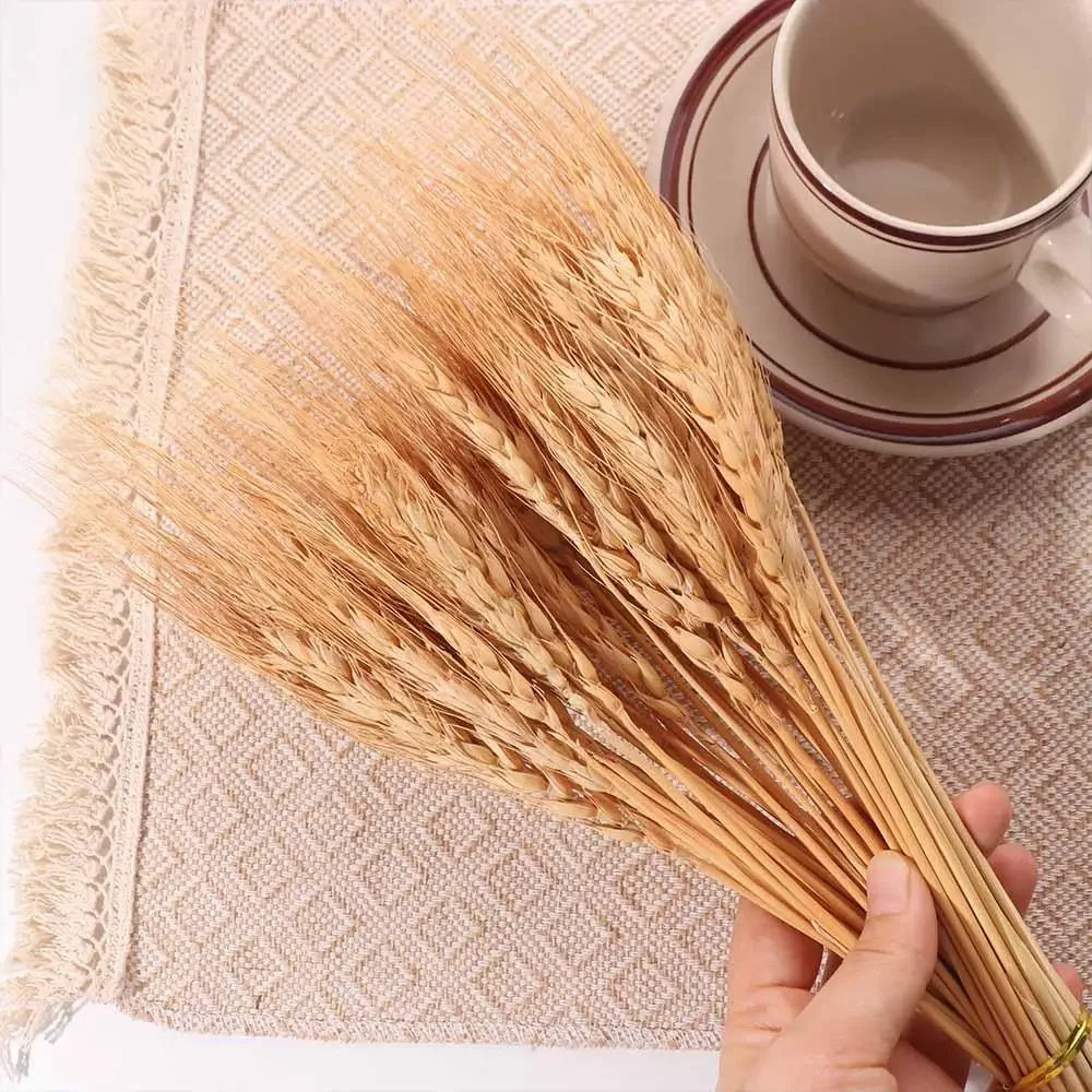 50pcs Artificial Flower Natural Dried Wheat Stalks DIY Craft Elegance Dry Wheat Spikes Rustic Dried Flowers Christmas Decoration view 4