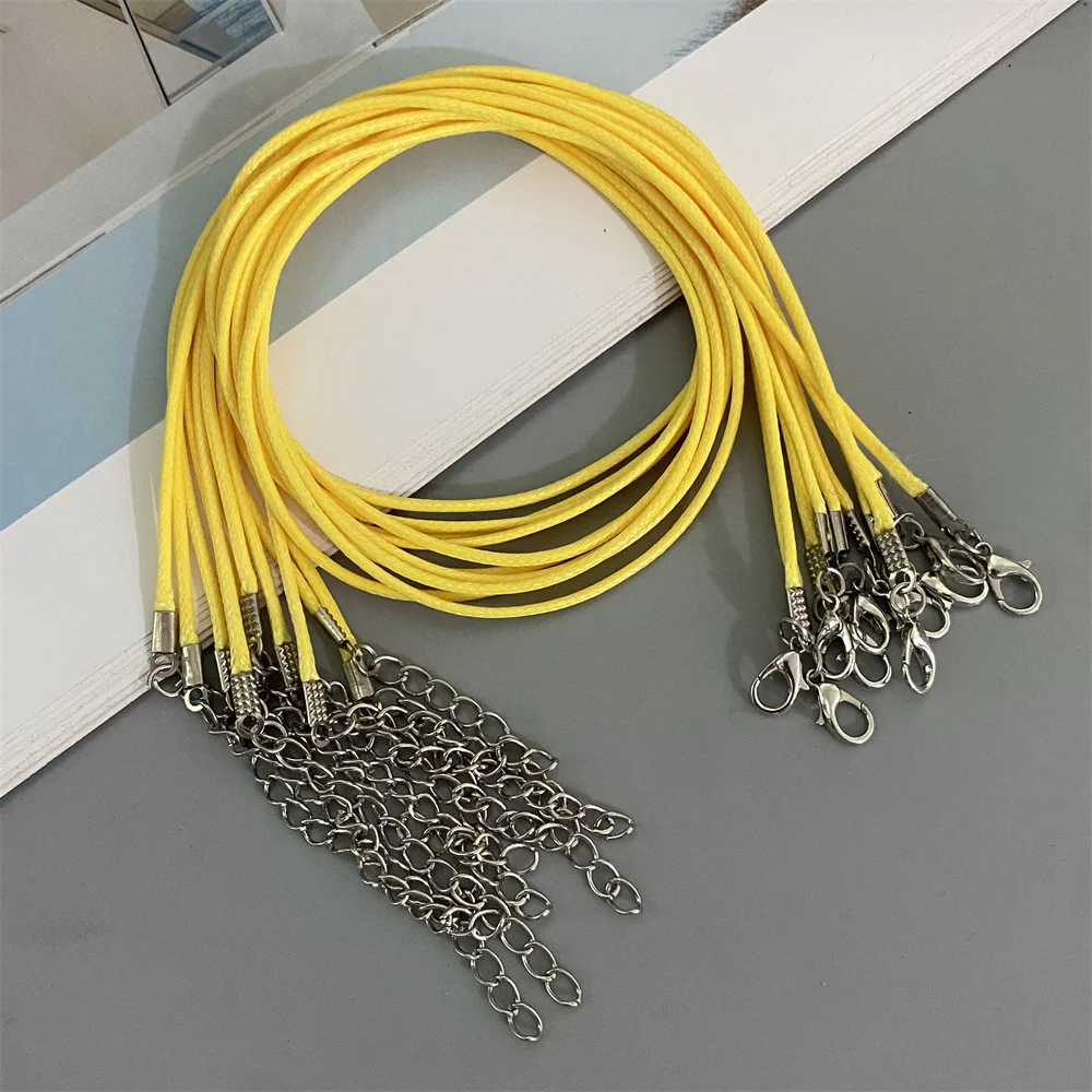 10Pcs/lot 15mm Leather Chains Wax Rope Necklaces Charms Lobster Clasp DIY Jewelry Making Accessories String Cord Necklace