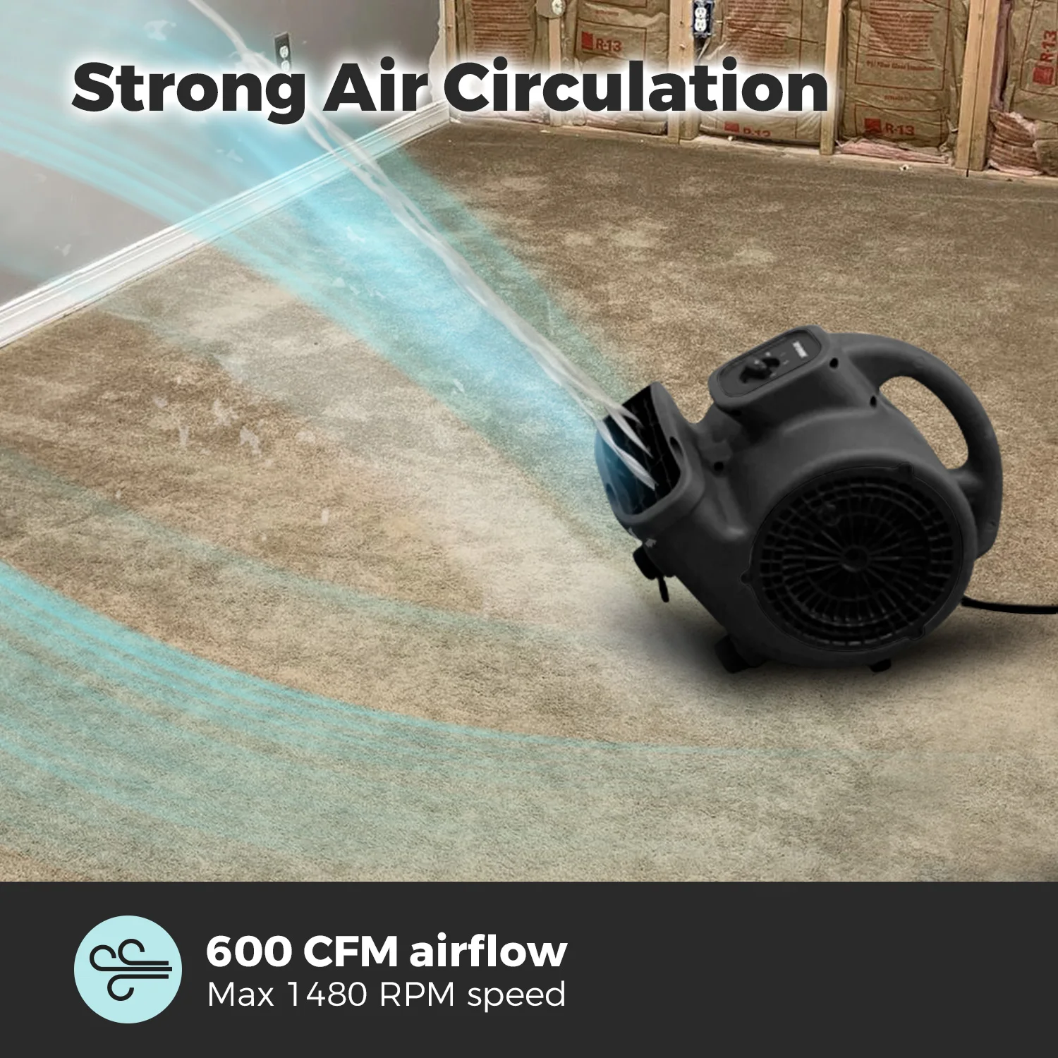 XPOWER-مجفف سجاد أسود قوي ، محرك هواء صغير ، مروحة أرضية احترافية خارجية ، فندق ، سوبر ماركت ، صناعي