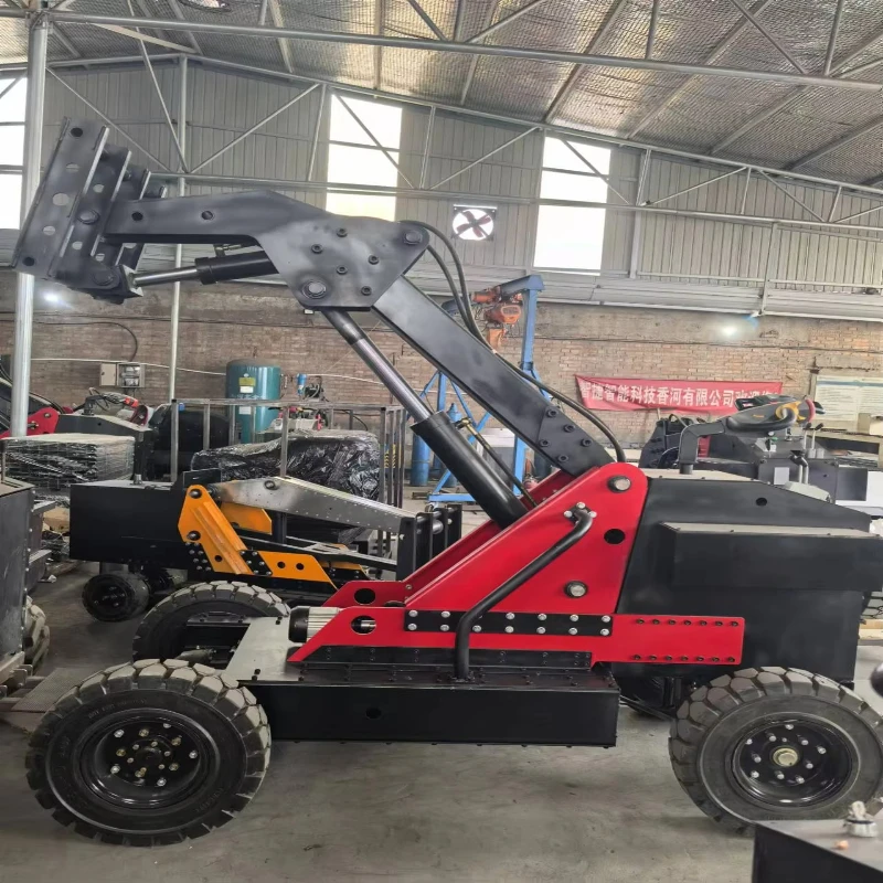 CIF Price رافعة شوكية كهربائية صغيرة جميع التضاريس مكدس 1.4 م 1.5 م ارتفاع الرفع أربع نقاط نظام هيدروليكي متوازن #3