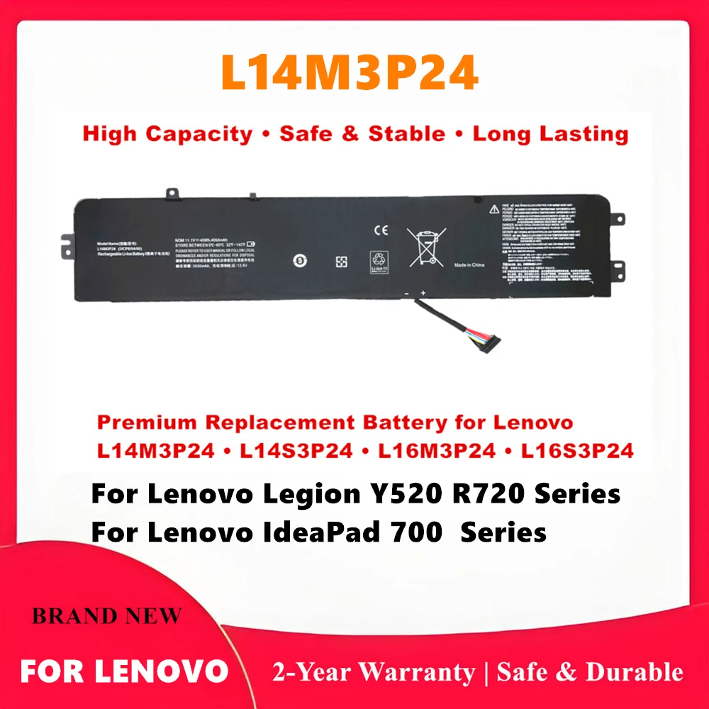 L14M3P24 Laptop Battery for Lenovo Legion Y520 R720 L14S3P24 L16M3P24 L16S3P24 IdeaPad Y700 700 Series