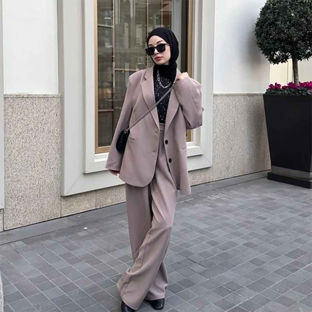 Effen Kleur Casual Damebroek Voor Dames Chique Dames Twee Stukken (Blazer Broek) Conjuntos Para Mujeres 2 Piezas