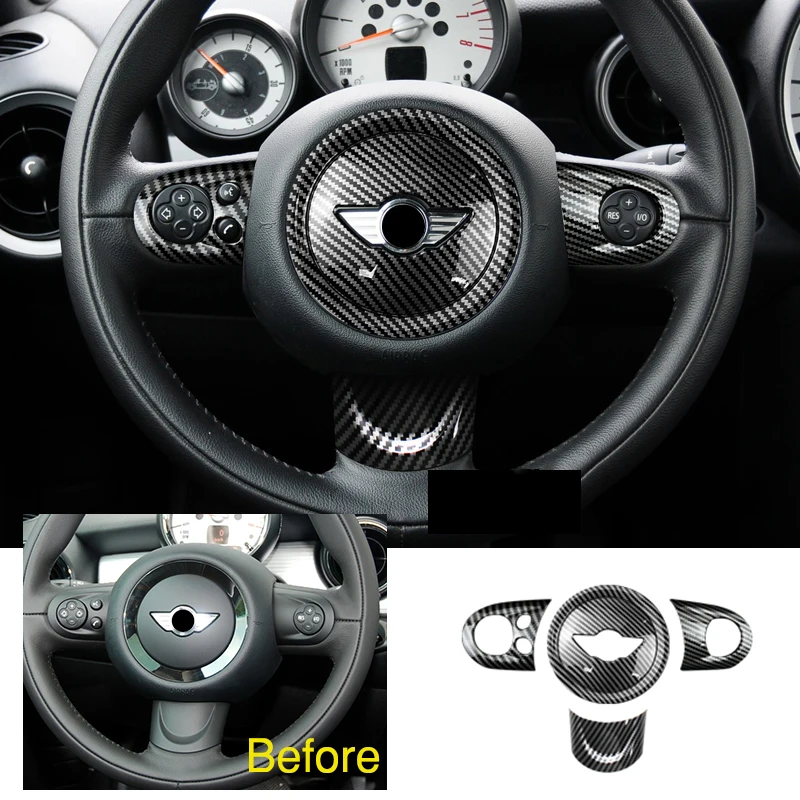 Panel de volante de coche con Botón Multimedia, cubierta decorativa para BMW MINI Cooper JCW R55 R56 R57 R58 R59 R60 R61, accesorios de coche