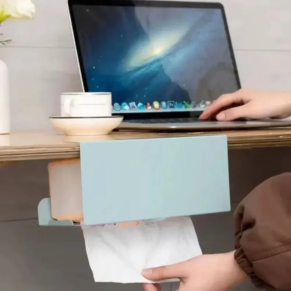 Convenient Iron Material Tissue Box Holder Strong Load-bearing Drill-Free Installation Under Cabinet Holder Storage Rack Drawer