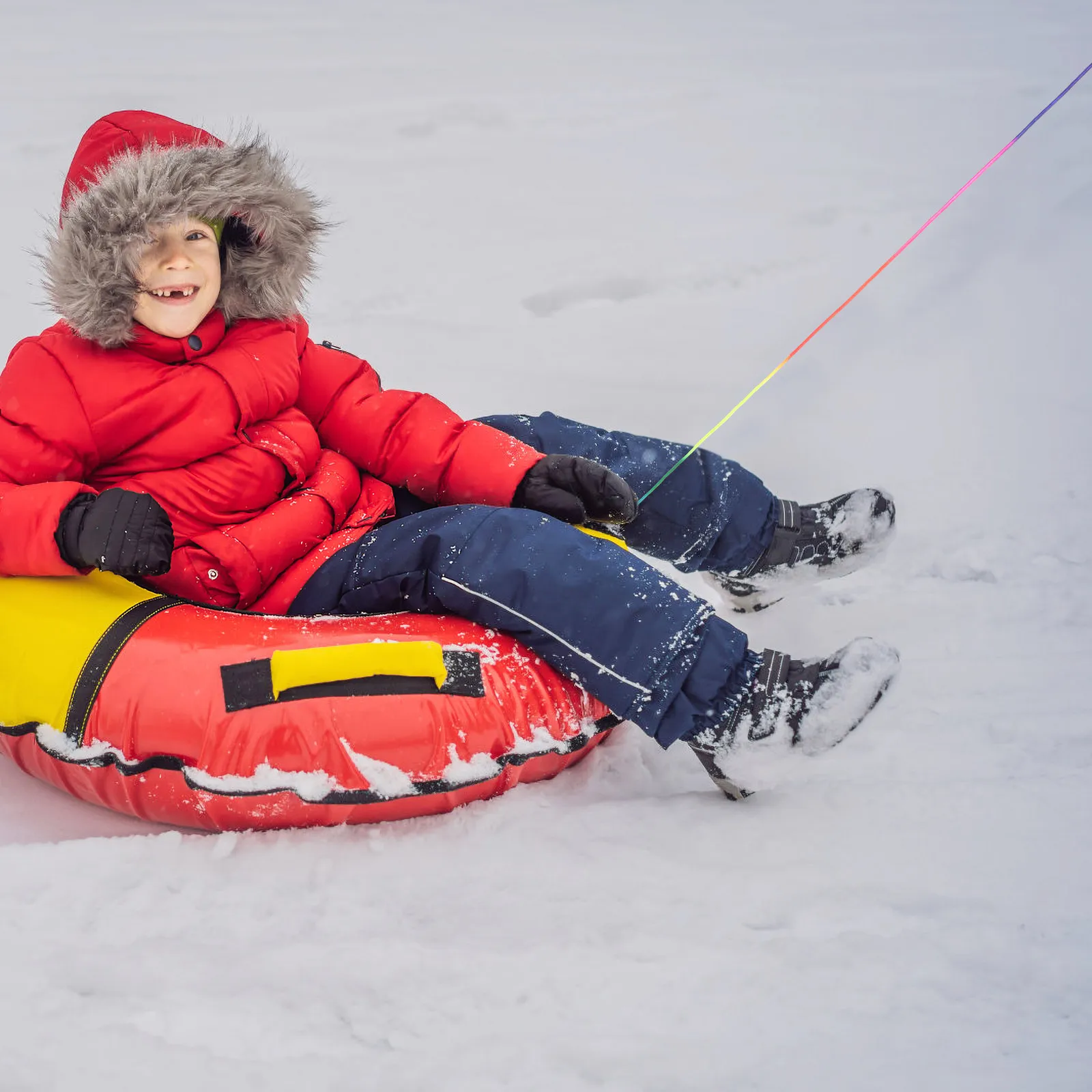 

Heavy Duty Wooden Adjustable Sled Rope Handle Snowmobile Tow Strap Winter Sports Snow Sled Tow Towing Strap Sledding Rope