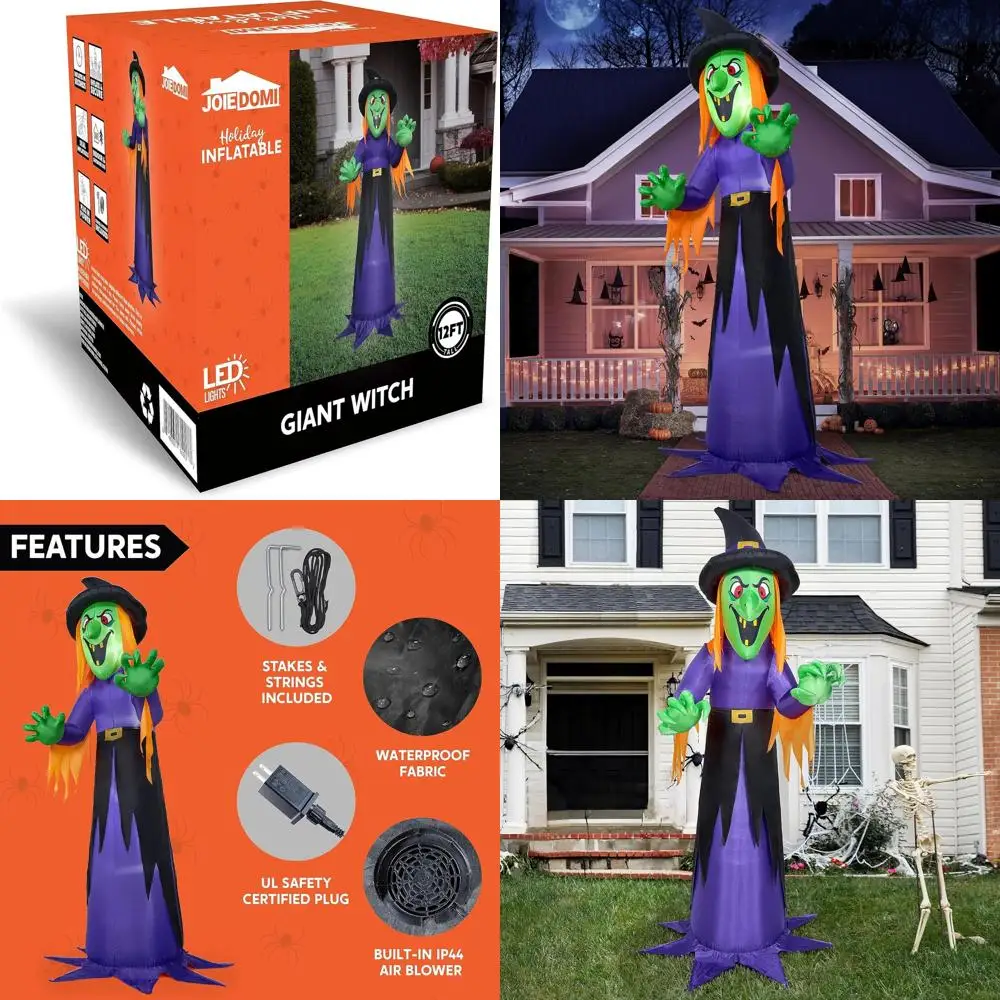 

Halloween Witch Inflatable Outdoor Decorations with LED Lights - Yard Party Decor Blow Up for Halloween