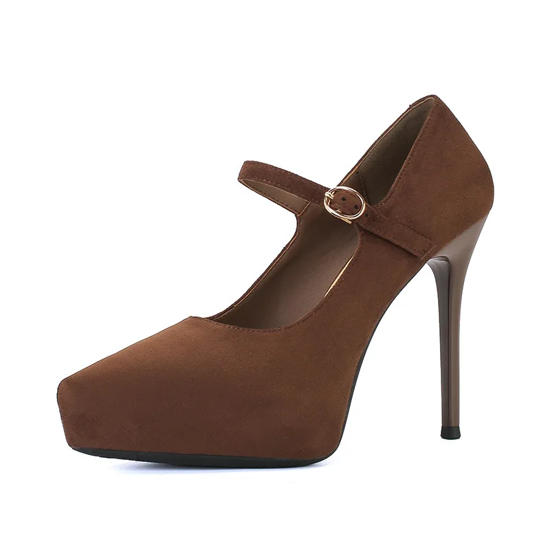 

Туфли на высоком каблуке с одним словом и острым носком, французские туфли с неглубоким горлышком, высококачественные водонепроницаемые настольные туфли внутри стопы