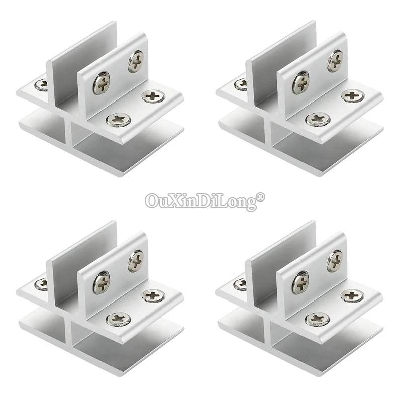 

No Drilling 4PCS Aluminum Alloy 3 Way Glass Clamps T Shape Table Desk Wood Board Frame Connectors Acrylic Glass Clips for 4~12mm