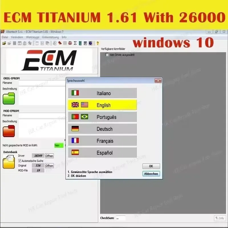 

NEW Tool and program software ECM Titanium V1.61 with ECU 26100 driver in multiple languages with 18259+DRIVER Windows10 AAA