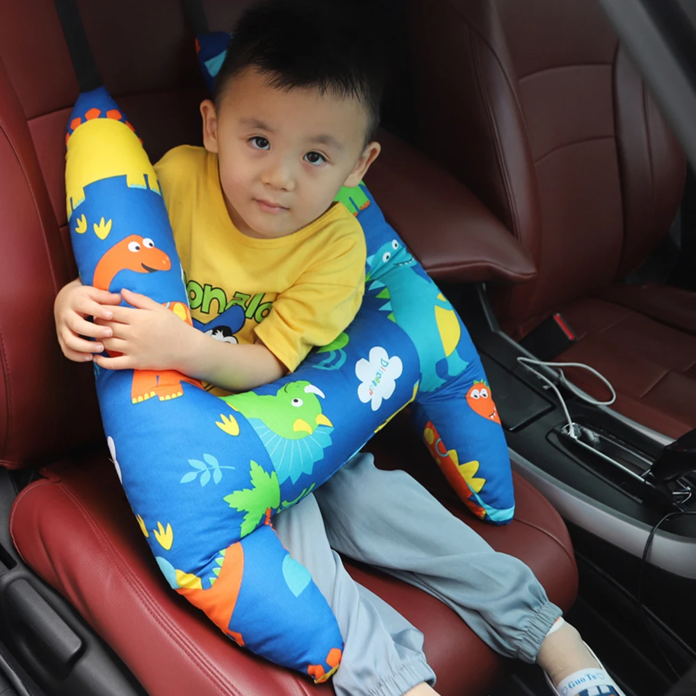 Kids Cartoon H-Shaped Car Sleep Support Pillow Breathable Cotton Car Pillow For Kid Boy Girl Women Men