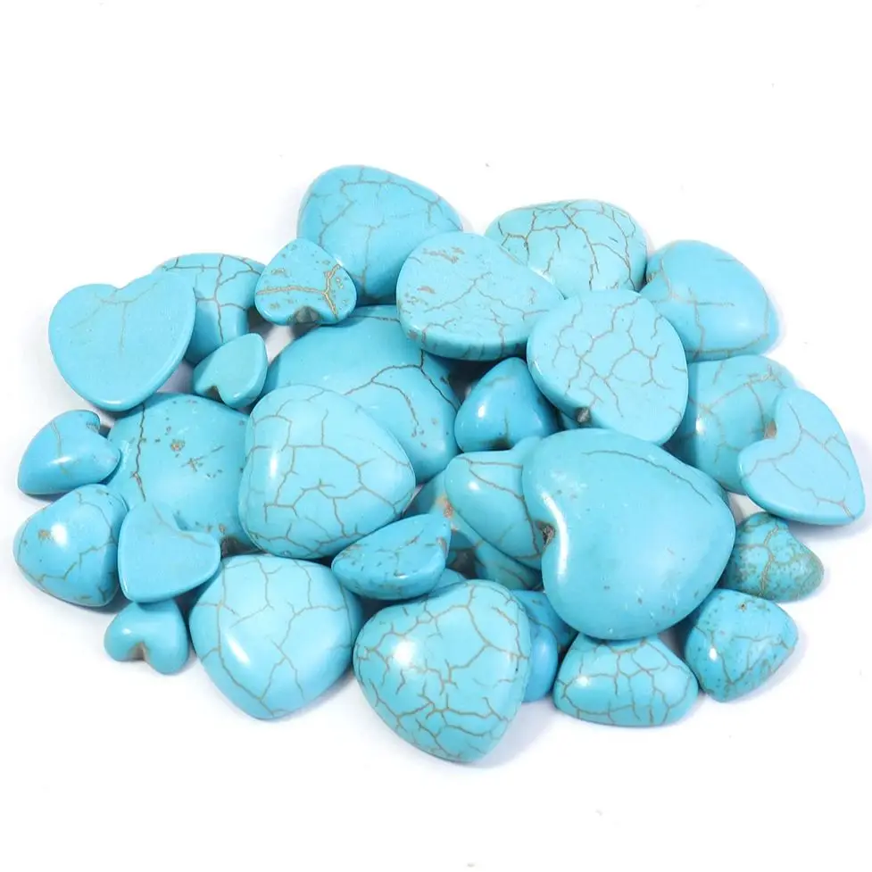 10pcs 10 12 14 16 18 20mm Blue Heart Turquoise Cabochon for Jewelry Making Flatback Natural Stone Cabochon Beads DIY Necklace