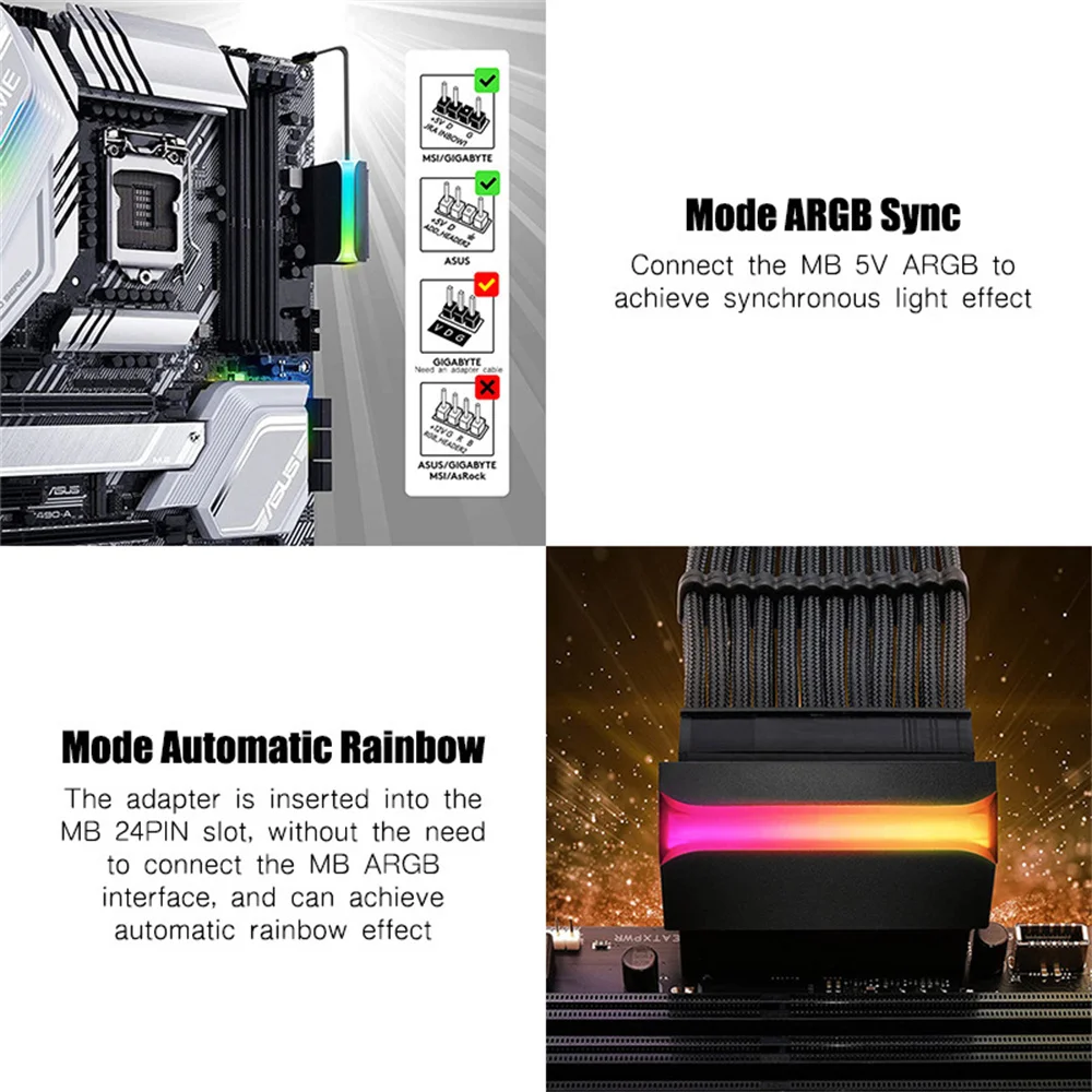 24 Pin to 90 Degree Power Plug Adapter Mainboard Motherboard Power Supply Cable Connectors Modular Mounting Accessessory