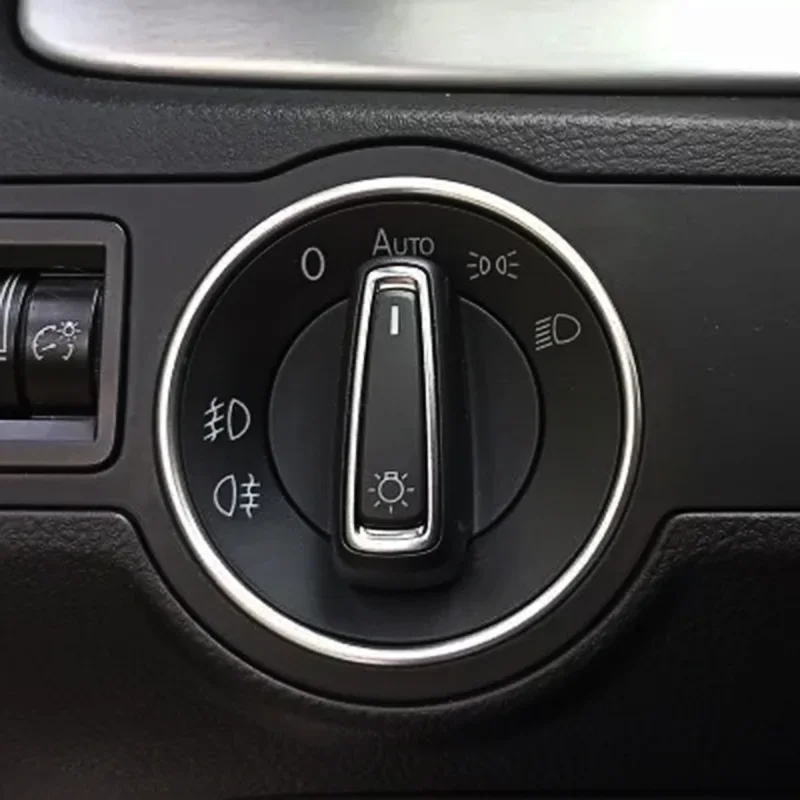 폭스바겐 VW 골프 제트 MK5 MK6 파사트 B6 B7 CC 투란 티구안용 자동차 헤드라이트 스위치 장식 프레임 트림 링 스티커