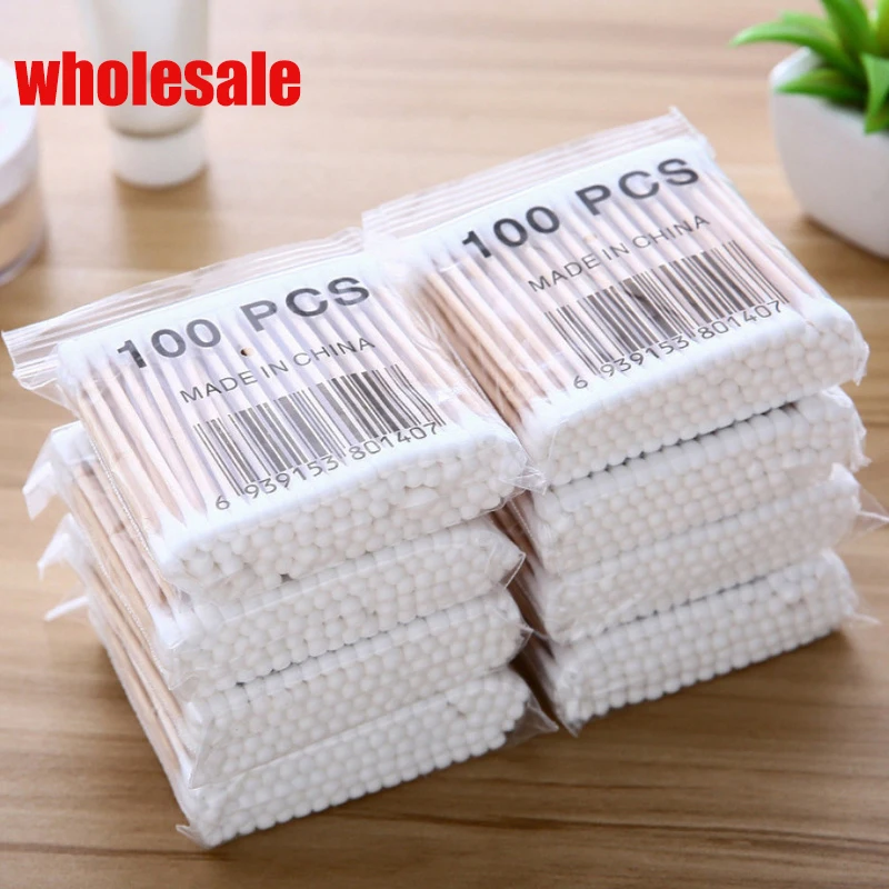 Wholesale Bamboo Baby Cotton Swab Wood Sticks Soft Cotton Buds Cleaning of Ears Tampons Cotonete Health Beauty Cotton Swab