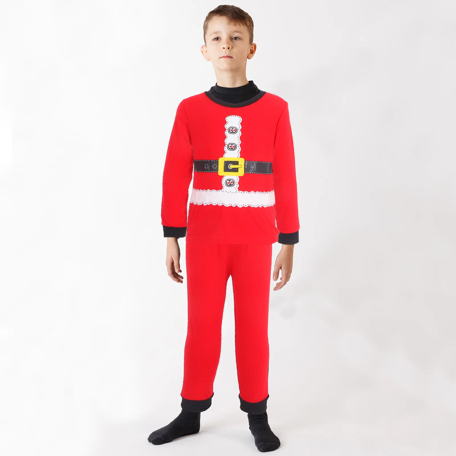 

1Set Kids Santa Claus Sleepwear Xmas Costume Size 110 Soft Comfortable Breathable Christmas Sleepwear Prop for Kids Holiday