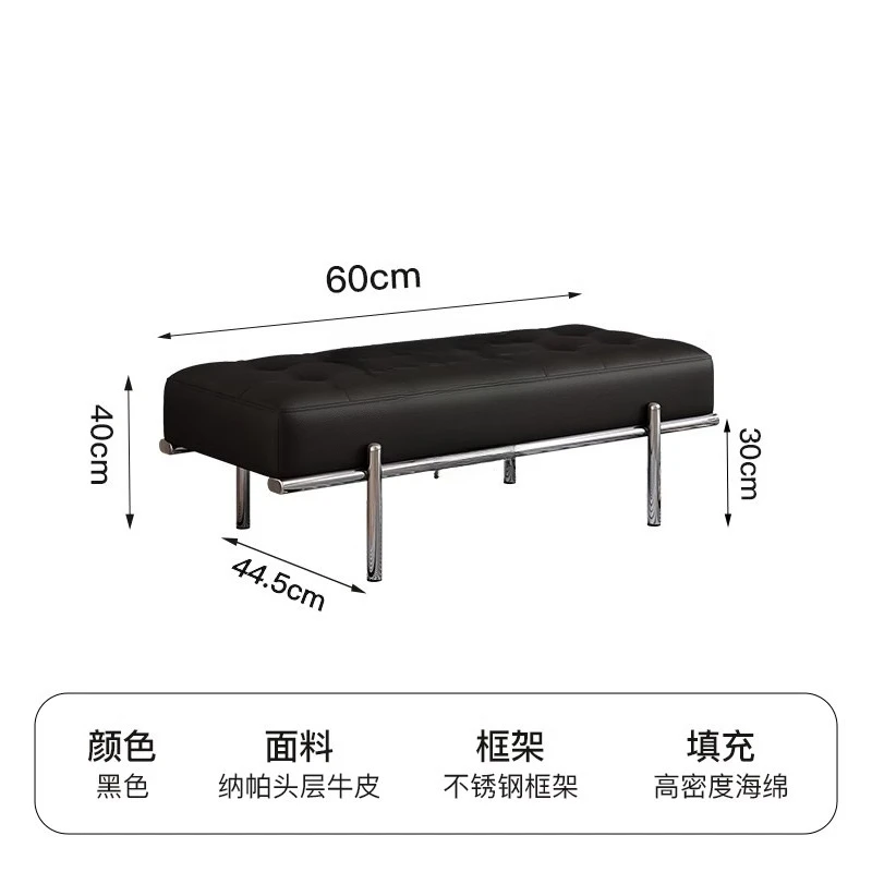 minimalist-italian-shoe-bench-stainless-steel-long-entryway-stool-genuine-leather-bed-end-seat-high-elasticity-modern-furniture