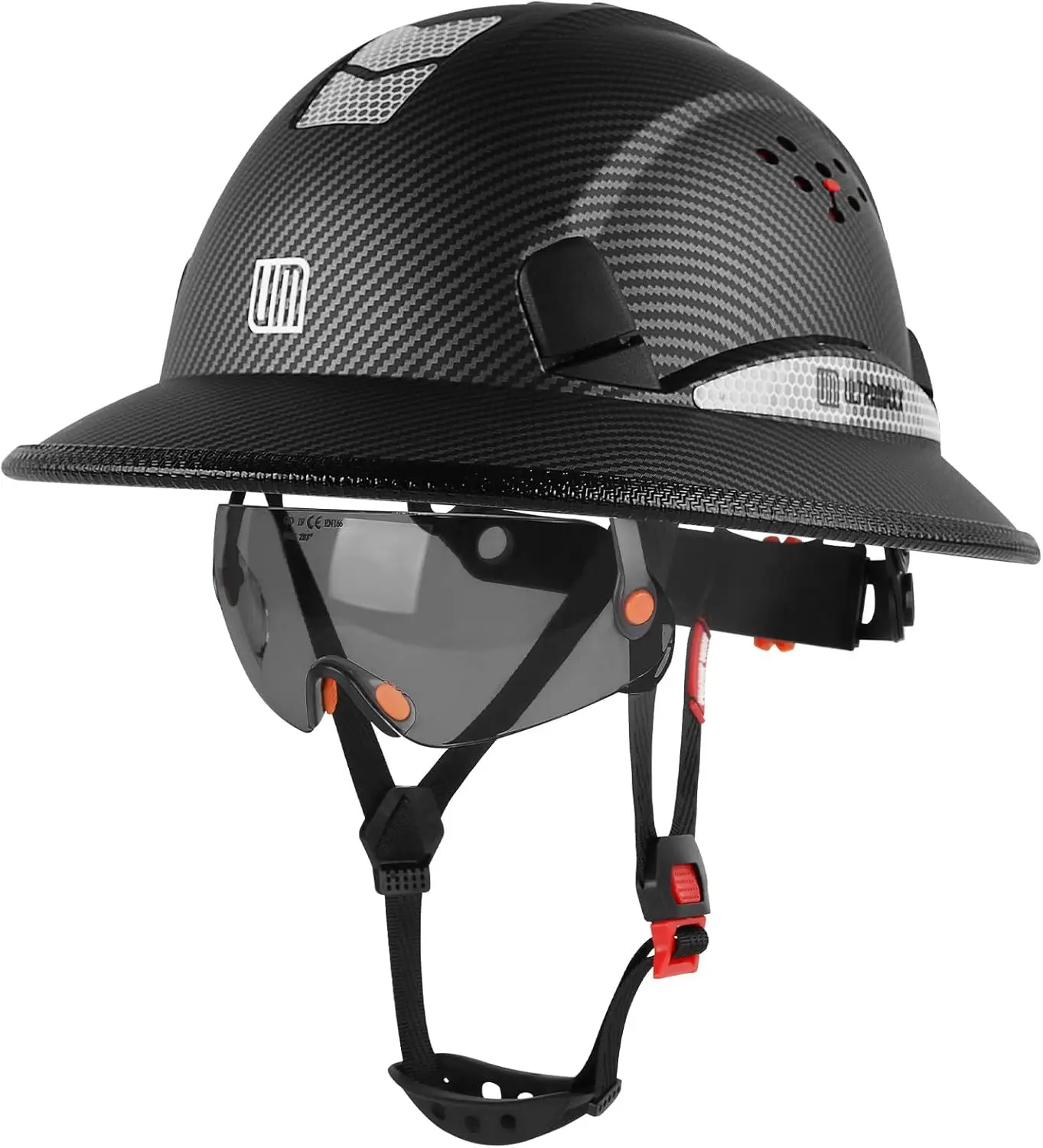 

ANSI Z89.1 OSHA Approved Full Brim Hard Hat with Built-in Visor and Chin Strap for Men and Women