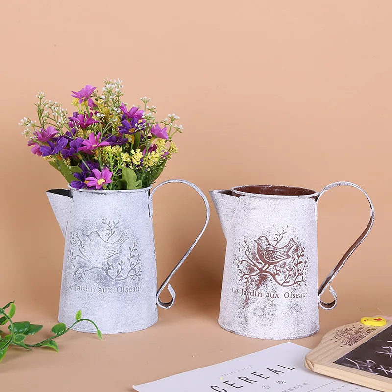 Horticultural Planting Iron Art  Bucket Decorative Flower Pot Flower Arrangement Iron Bucket Desktop Floor Standing Planters