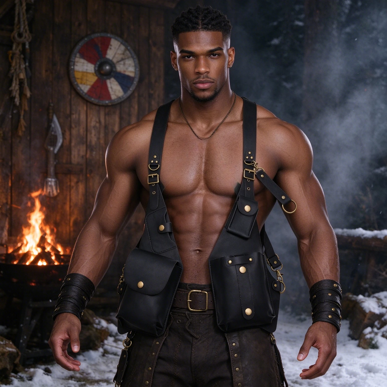 Steampunk Shoulder Harness Vest Bag Retro Viking Underarm Chest Pack Cosplay for Comic Con Masquerade & Motorcycle Style