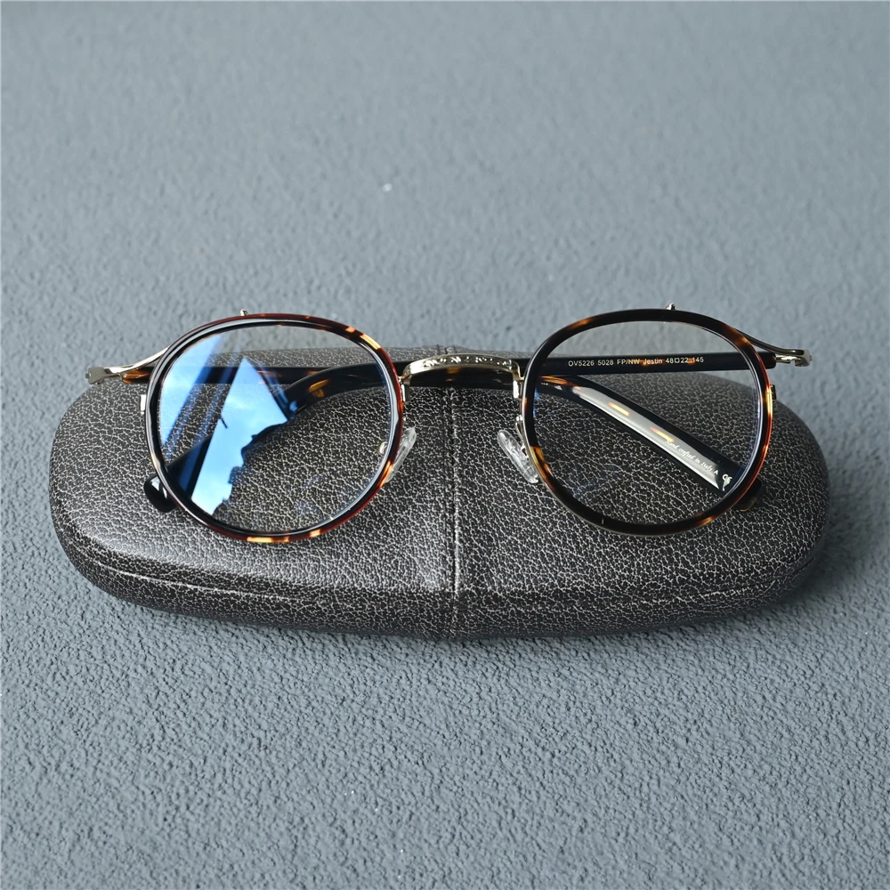 Cubojue Titanium Eyeglasses Frame Men Women Round Glasses High-end Quality Spectacles for Prescription Tortoise Gold Fashion