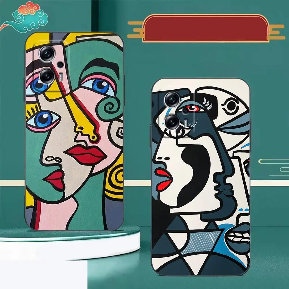 Case For Redmi K60 K50 K40 Gaming K30 K20 12C 10 10C 9T 9C 9A 9 8 7A 7 Pro Plus 5G Case P-Picasso Abstract Art Painting Graffiti