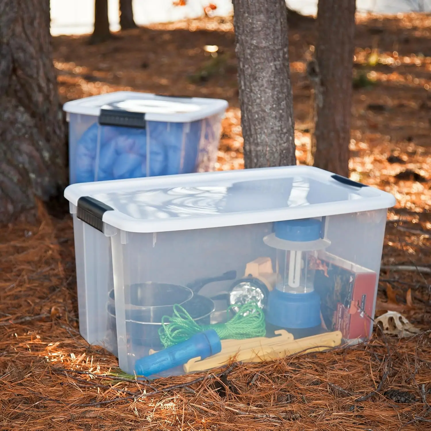 12-Pack Ultra Latching Box, Large Storage Bins w/ Lids, Clear Plastic, 70 Quart