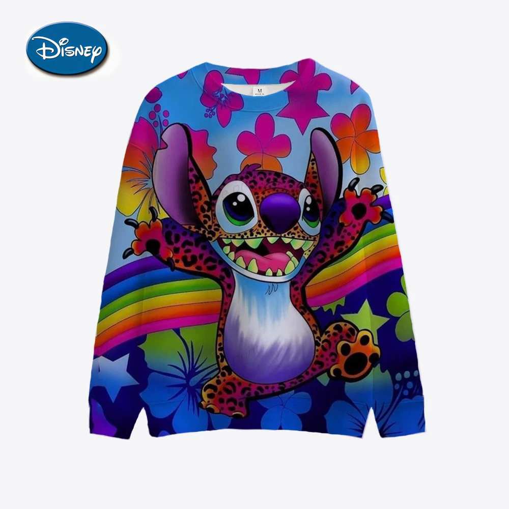 Fashion Disney Stitch Lilo print sweatshirt crew neck casual sweatshirt for winter & fall women\'s clothing