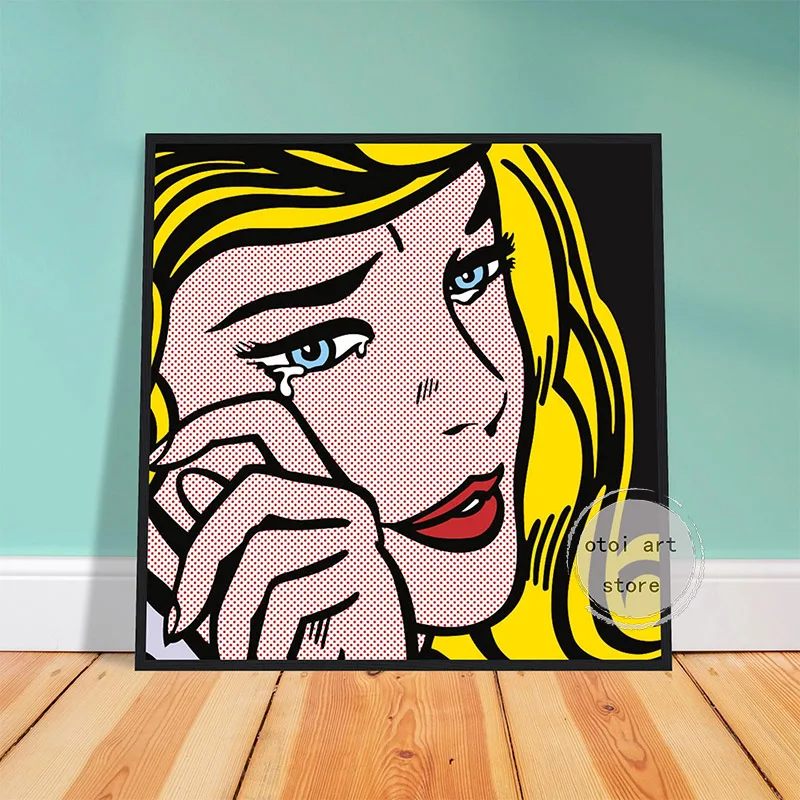 Pop Comics Style Roy Lichtenstein Crying Girl Art Poster Canvas Painting Wall Prints Picture for Living Room Home Decor Cuadros