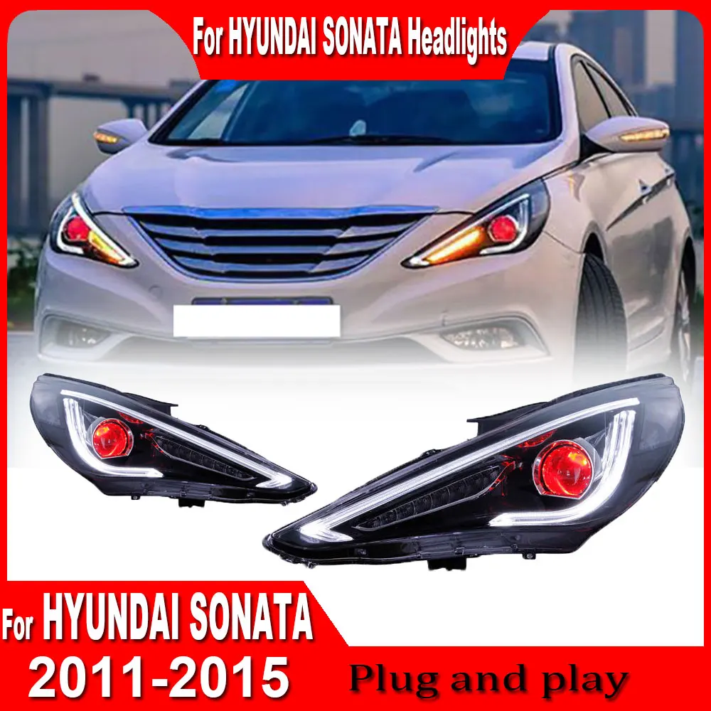 Reflektor LED do Hyundai Sonata 8 Reflektor LED 2011-2016 Reflektory Sonata DRL Kierunkowskaz Światła drogowe Soczewka projektora Angel Eye