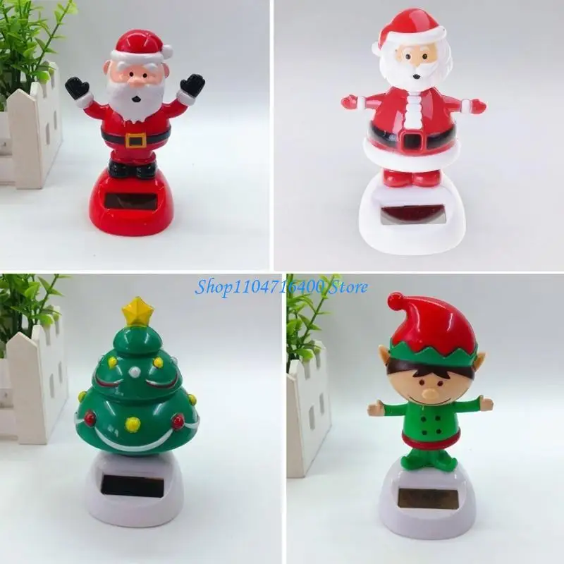 y1gd Car Dashboard Decor Christmas Office Cab Solar Powered Christmas Ornaments