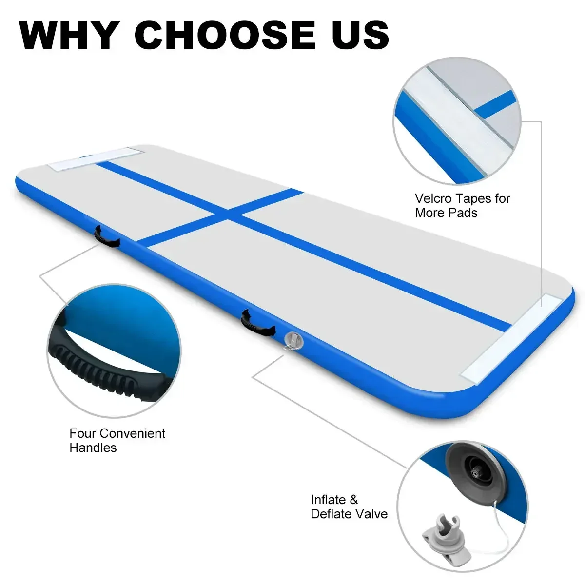 Gymnastics Floor Mattress 6 Meters Inflatable Gymnastics Trampoline AirTrack Tumbling Mat for Training/Cheerleading/Beach