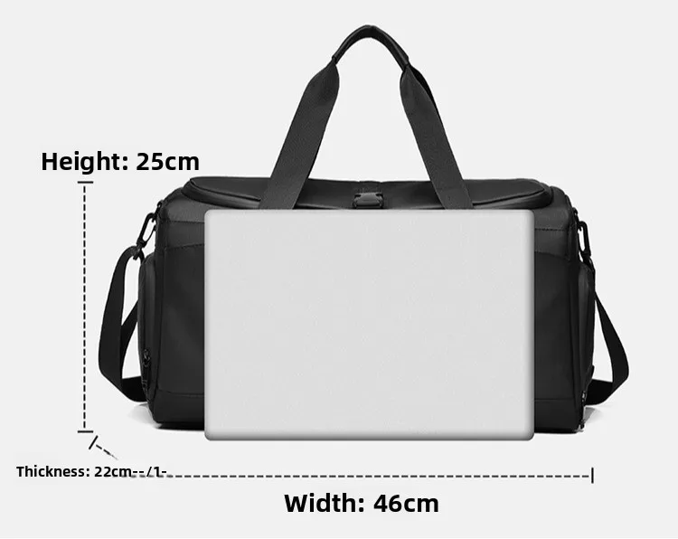 New Fitness Bag with Dry-wet Separation, Multi-functional Independent Shoe Compartment Storage Bag and Hand-held Travel Bag