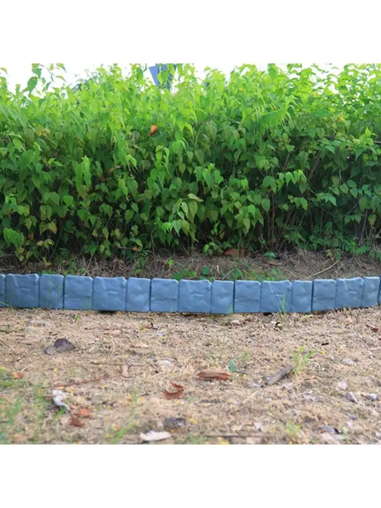 E8BD 20Pcs Faux Stone Fence Landscape Edging Easy Installation Flower Bed Lawn Yard