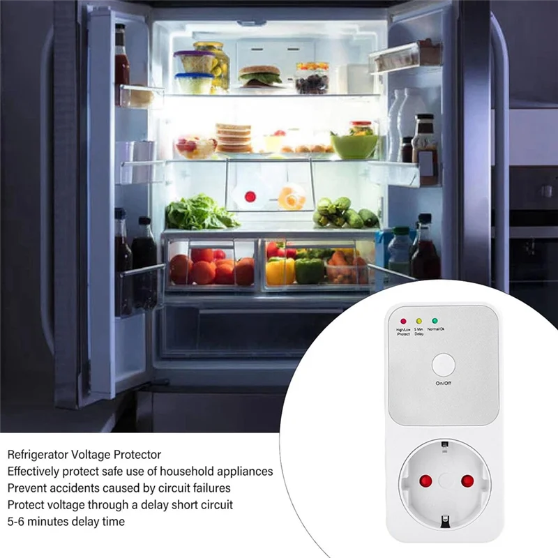 A64Z Protector Voltage Relay Electrical Socket, Refrigerator Voltage Protector Multifunctional For Home Appliance EU Plug Easy T