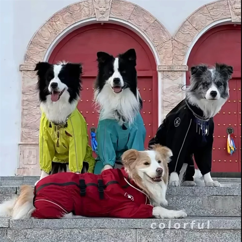 Dog Waterproof Jacket Lightweight Reflective Safety Dog Raincoat Windproof Dog Winter Jumpsuit Red Dog Rain Coat For Large Dogs