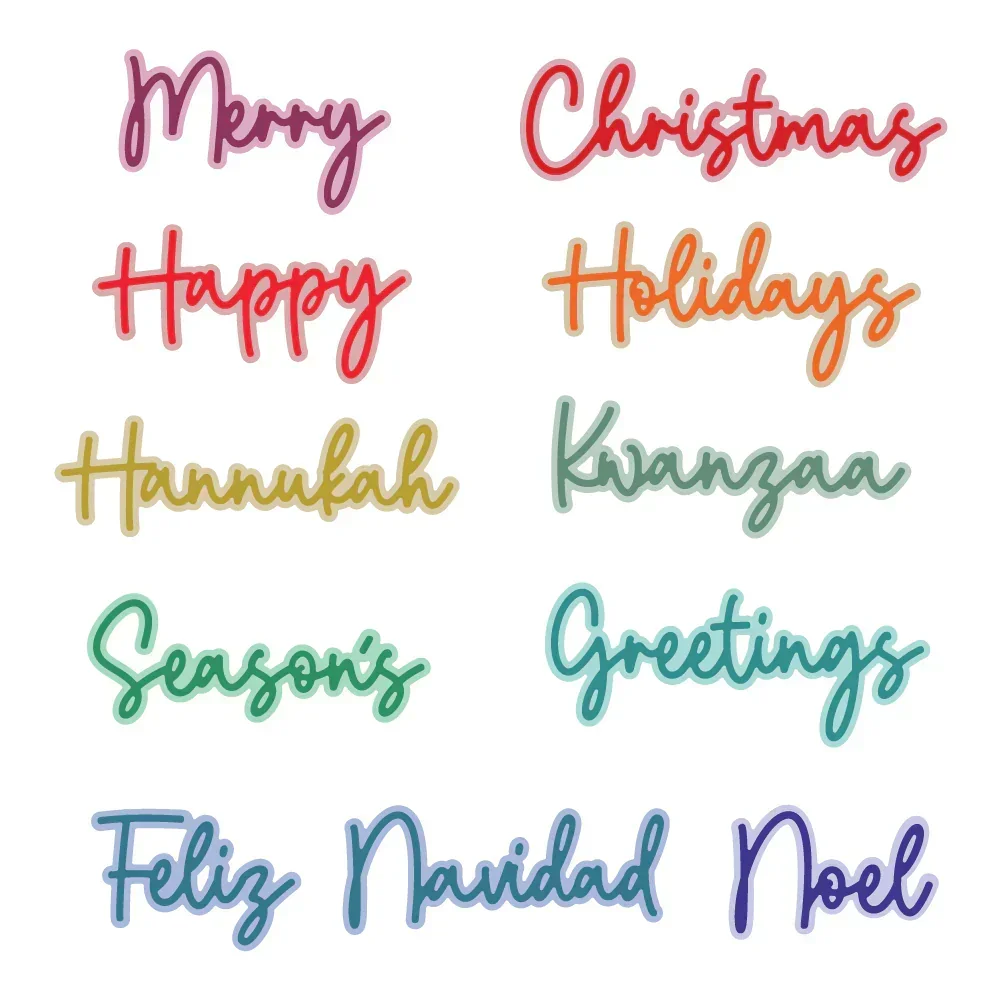 

New 2024 Great Greetings Holiday Christmas Letter Cutting Dies for Scrapbooking Paper Making Bee Frame Craft Card no Stamps