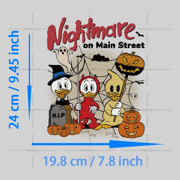 NIGHTMARE Halloween ميكي ماوس بقع الملابس القابلة للانصهار ملصقات الفينيل تي شيرت ملصق ديكور حديد على النقل