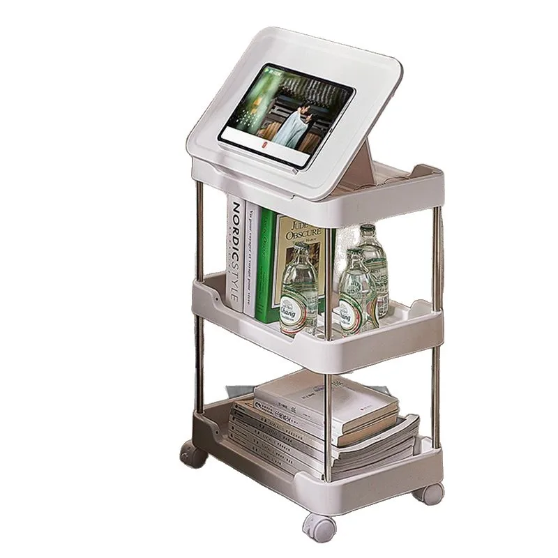 

Drama chasing tablet rack Floor-to-ceiling movable trolley Mobile phone snacks Sundries Bedside bedroom Dormitory storage rack