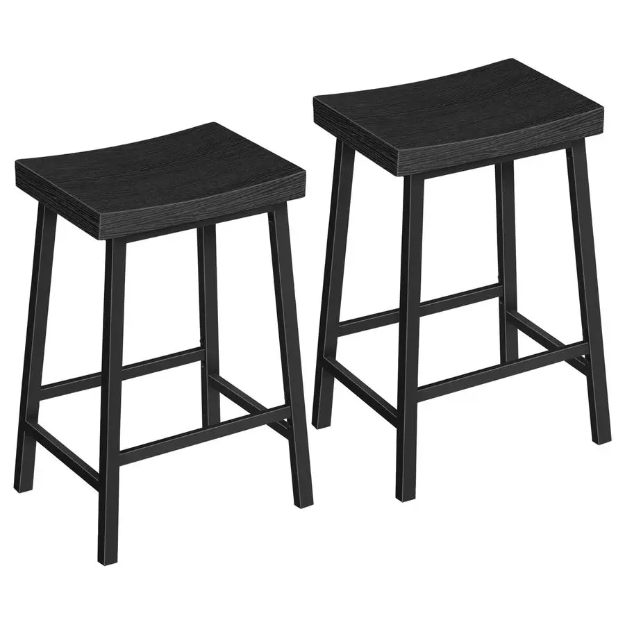 

Stools, Counter Height Bar Stools Set of 2, 23.7 Inch Saddle Stools with Footrest, Kitchen Stools, Industrial Style, for Dining