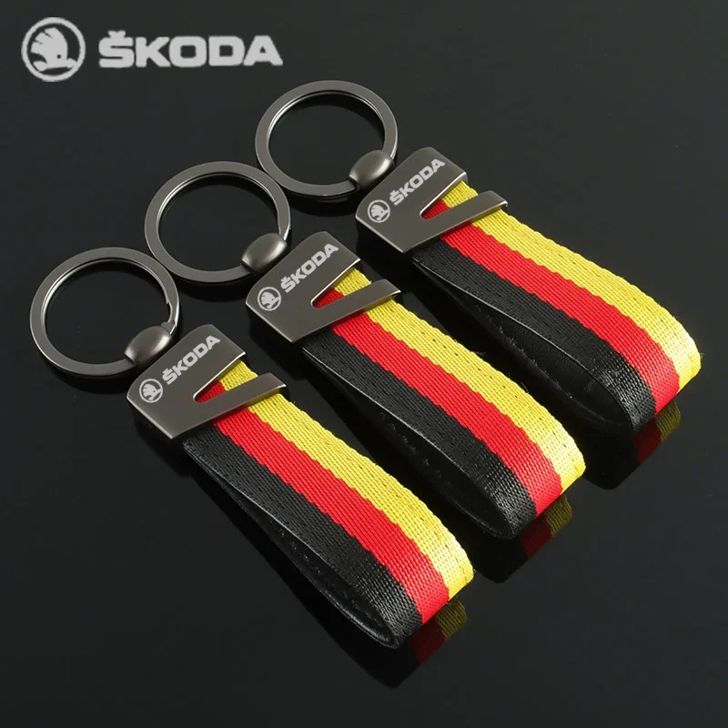 Alloy Simple Practical Nylon Webbing Keychain for Skoda Logo Superb Kamiq Yeti Karoq Tour RS Fabia 2 1 Rapid Kodiaq Octavia 2 A7