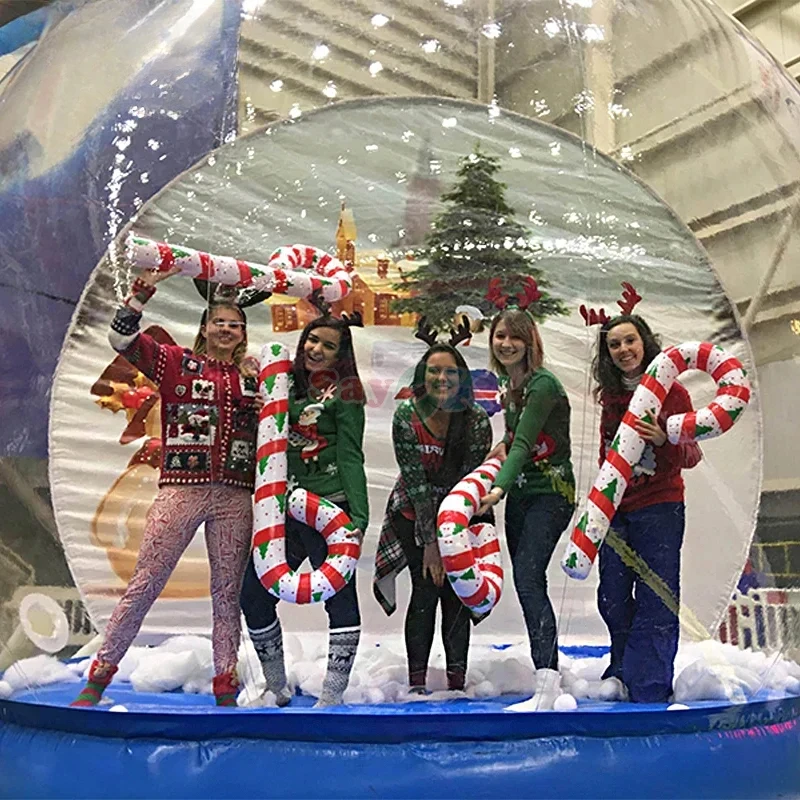 Sayok Flame Retardant PVC Outdoor Giant Inflatable Snow Globe Blow Up Snowball Photo Booth Air Snowglobe Christmas