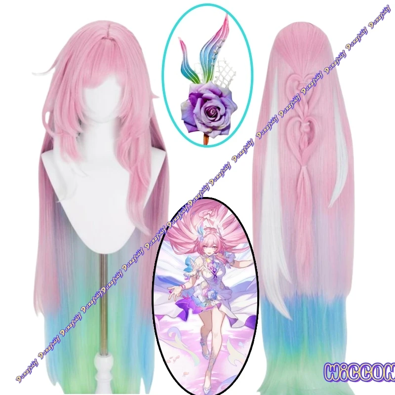 

Honkai Star Rail Elysia Amphoreus Cyrene, парик для косплея, длинные розовые, синие волосы 120 см, головные уборы для женщин и девочек, реквизит для Хэллоуина